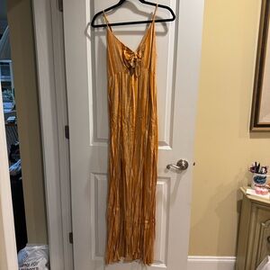 Chic Mustard Striped Maxi Dress